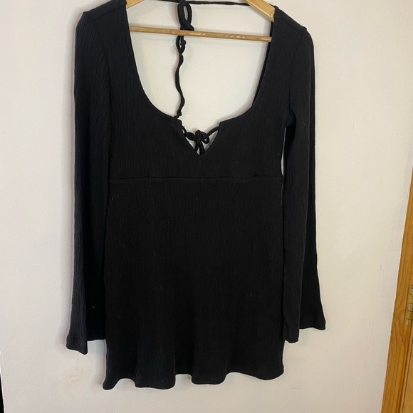 NWOT Free People Beach Brynne Black Bell Sleeve Mini - Picture 4 of 10